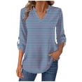 thumbnail image 1 of ZUKMRJPC Women's V Neck Shirts Casual Roll Up Long Sleeve Soft Cotton Slim Fit Pullover Tops Lightweight Fashion Solid Color Shirts, 1 of 6