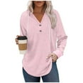 thumbnail image 1 of ZUKMRJPC Women's V Neck Striped Sweatshirt Fall Trendy Button Up Long Sleeve Drawstring Hooded Pullover Lightweight Soft Cotton Tops, 1 of 5