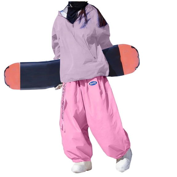 ZUKMRJPC Women's Winter Ski Suits Casual Lightweight Windproof Rabbit Ear Ski Hoodies and Loose Pants Sets Snowsuits for Winter Sports