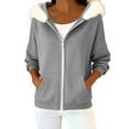 thumbnail image 1 of ZUKMRJPC Women's Zip Up Hoodie Long Sleeve Fleece Lined Faux Fur Collared Fall Winter Lightweight Hooded Sweatshirt with Pockets, 1 of 8