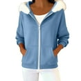 thumbnail image 1 of ZUKMRJPC Women's Zip Up Hoodie Long Sleeve Fleece Lined Faux Fur Collared Fall Winter Lightweight Hooded Sweatshirt with Pockets, 1 of 8
