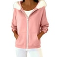 thumbnail image 1 of ZUKMRJPC Women's Zip Up Hoodie Long Sleeve Fleece Lined Faux Fur Collared Fall Winter Lightweight Hooded Sweatshirt with Pockets, 1 of 8