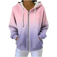 thumbnail image 1 of ZUKMRJPC Women's Zip Up Hoodie Long Sleeve Gradient Color Knitted Cotton Outwear Fall Winter Lightweight Hooded Sweatshirt with Pockets, 1 of 6