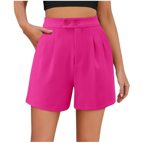 ZUKMRJPC Womens Casual Elastic Waist Wide Leg Suit Tailored Shorts Summer Dressy Work Shorts with Pockets Clearance Slaes