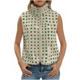 thumbnail image 1 of ZUKMRJPC Womens Checkered Fleece Vest Lightweight Stand Collar Zip Up Sleeveless Jacket Casual Fall Winter Warm Comfy Regular Fit Plaid Gilet, 1 of 7