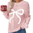 thumbnail image 1 of ZUKMRJPC Womens Christmas Sweater Casual Long Sleeve Crewneck Cute Bow Pullover Sweater Fall Winter Loose Warm Knitwear Holiday Outfits, 1 of 7