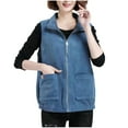 thumbnail image 1 of ZUKMRJPC Womens Corduroy Vest Jacket Solid Color Sleeveless Stand Collar Full Zip Up Waistcoat Warm Lightweight Gilet Outerwear with Pockets, 1 of 5