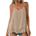 thumbnail image 1 of ZUKMRJPC Womens Cotton Linen Tank Tops Spaghetti Strap Casual Summer Sleeveless Tee Shirts Loose Fit Flowy Hem Vacation Beach Blouses, 1 of 7