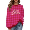 thumbnail image 1 of ZUKMRJPC Womens Crewneck Christmas Sweaters Merry Christmas Letter Print Fleece Lined Long Sleeve Cute Plaid Sweatshirts Holiday Party Shirts, 1 of 9