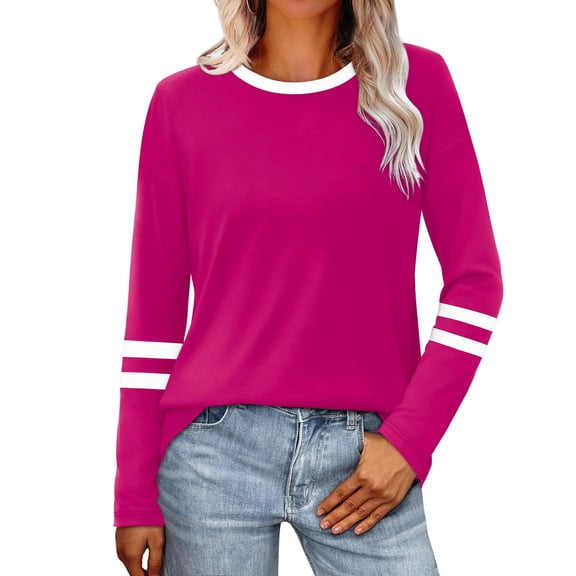 ZUKMRJPC Womens Crewneck Sweatshirts Casual Long Sleeve Patchwork Pullover Fall Winter Regular Fit Soft Cozy Cotton Tops