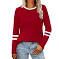 thumbnail image 1 of ZUKMRJPC Womens Crewneck Sweatshirts Casual Long Sleeve Patchwork Pullover Fall Winter Regular Fit Soft Cozy Cotton Tops, 1 of 8