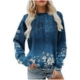 thumbnail image 1 of ZUKMRJPC Womens Crewneck T-Shirts Casual Long Sleeve Fashion Printing Loose Fit Pullover Tees Lightweight Soft Comfy Tops, 1 of 4