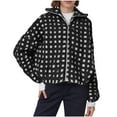 thumbnail image 1 of ZUKMRJPC Womens Cute Checkered Fleece Jacket Long Sleeve Lapel Casual Zip Up Fuzzy Cropped Jacket Fall Winter Trendy Loose Warm Outerwear, 1 of 7