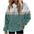 thumbnail image 1 of ZUKMRJPC Womens Flannel Hooded Sweatshirts Color Block Casual Long Sleeve Drawstring Fleece Warm Pullover Tops with Pockets, 1 of 5