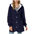 thumbnail image 1 of ZUKMRJPC Womens Fleece Jackets Solid Color Button Down Long Fleece Jackets Winter Casual Warm Fluffy Soft Hoodies with Pockets, 1 of 8