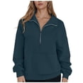 thumbnail image 1 of ZUKMRJPC Womens Half Zip Sweatshirts Long Sleeve Lapel Casual Fleece Lined Solid Color Pullover Sweatshirt Fall Fashion Soft Comfy Outfits Clothes, 1 of 4