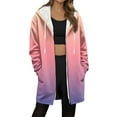 thumbnail image 1 of ZUKMRJPC Womens Long Hoodies Full Zip Up Gradient Color Casual Hooded Jackets Winter Warm Comfy Fleece Long Coats with Pockets, 1 of 4