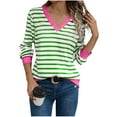 thumbnail image 1 of ZUKMRJPC Womens Long Sleeve Shirts V Neck Fashion Striped Pullover Tunic Tees Casual Lightweight Soft Cozy Slim Fit T-Shirts, 1 of 5