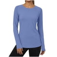 thumbnail image 1 of ZUKMRJPC Womens Long Sleeve Workout Tops Solid Color Crew Neck Pullover Quick Dry Athletic Shirt Casual Slim Fit Running Yoga Hiking Shirts, 1 of 8