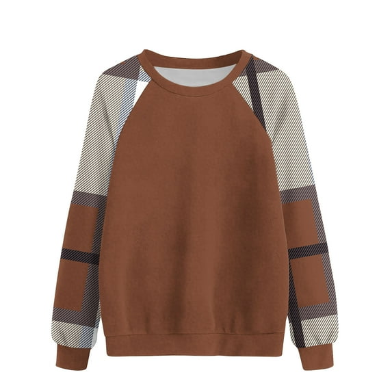 ZUKMRJPC Womens Oversized Sweatshirts Long Sleeve Crewneck Patchwork Color Block Casual Pullover Soft Comfy Fall Fashion Tops