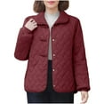 thumbnail image 1 of ZUKMRJPC Womens Padded Jackets Solid Color Button Down Lapel Collar Lightweight Cotton Coats Winter Casual Warm Outerwear with Pocket, 1 of 5