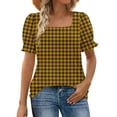 thumbnail image 1 of ZUKMRJPC Womens Short Sleeve Shirts Square Collared Classic Plaid Tunic Shirts Trendy Casual Cute Checkered Blouses Gingham Tops, 1 of 5