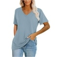 thumbnail image 1 of ZUKMRJPC Womens Short Sleeve V Neck Summer Tops Solid Color Casual Soft Basic T-Shirts Loose Fit Lightweight Comfy Tunic Blouse Tops, 1 of 5