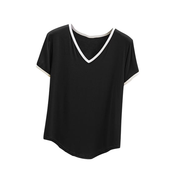 ZUKMRJPC Womens Summer Tops V Neck Short Sleeve Basic Pullover Tees Slim Fitted Casual Soft Comfortable T-Shirts