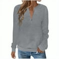 thumbnail image 1 of ZUKMRJPC Womens Sweatshirts Half Zip Crewneck Fashion Jacquard Texture Pullover Tops Fall Casual Lightweight Long Sleeve Sweater, 1 of 4