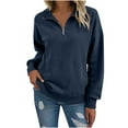 thumbnail image 1 of ZUKMRJPC Womens Sweatshirts Quarter Zip Casual Long Sleeve Turndown Collar Fleece Pullover Sweatshirt Fall Fashion Solid Color Tops, 1 of 7
