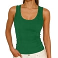 thumbnail image 1 of ZUKMRJPC Womens Tank Tops Solid Color Scoop Neck Sleeveless Knit Summer Basic Tees Slim Fitted Thick Strap Racerback Tops, 1 of 5