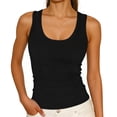 thumbnail image 1 of ZUKMRJPC Womens Tank Tops Solid Color Scoop Neck Sleeveless Knit Summer Basic Tees Slim Fitted Thick Strap Racerback Tops, 1 of 5
