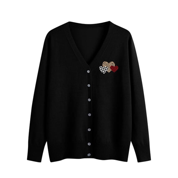 ZUKMRJPC Womens V Neck Cardigan Lightweight Long Sleeve Cute Heart Open Front Casual Button Down Sweater Fall Soft Comfy Knit Tops