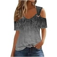 thumbnail image 1 of ZUKMRJPC Womens V Neck Pleated Tops Short Sleeve Solid Color Basic Tee Shirts Casual Loose Tunic Blouses Summer Beach Vacation Clothes, 1 of 5