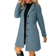 thumbnail image 1 of ZUKMRJPC Womens Winter Coats Lapel Collar Single Breasted Mid Long Peacoats Casual Warm Slim Fit Classic Solid Color Overcoats with Pockets, 1 of 8