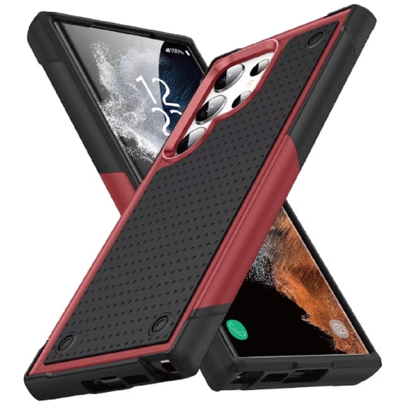 ZULAMIEO Cell phone cases, Full Body Heavy Duty Rugged Shockproof Protective Phone Cover, Black red Matte