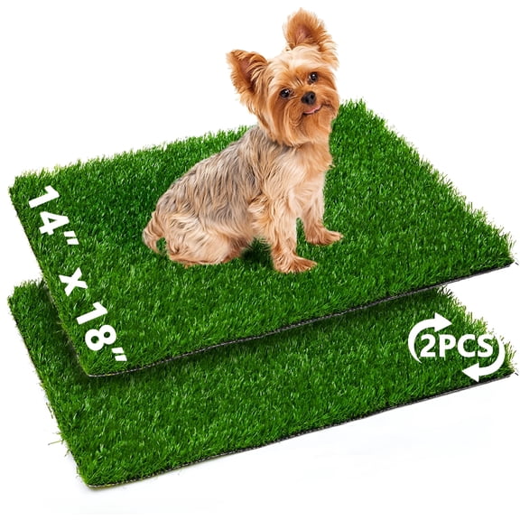 ZULAR 14 x 18 inch Artificial Grass Puppy Pee Pad, 2-Pack Reusable Fake Grass Turf for Dog Potty Training