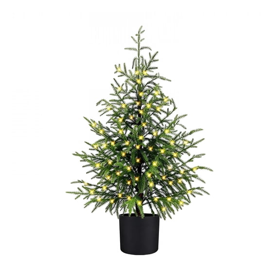 ZULAR 2026 New 60Cm Artificial Norfolk Pine Christmas Tree-Realistic Potted Tree with 1.8 Meter Led Lights,Pre-Assembled Faux Holiday Dcor for Indoor Use,Realistic Artificial Christmas Tree