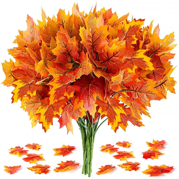 ZULAR 2026 New Artificial Maple Leaves Branches,4Pcs Fall Leave Branches Decoration,Fall Maple Shrubs for Thanksgiving,Wedding,Party,Home Kitchen Office Autumn Vase Decor (12 Inches)