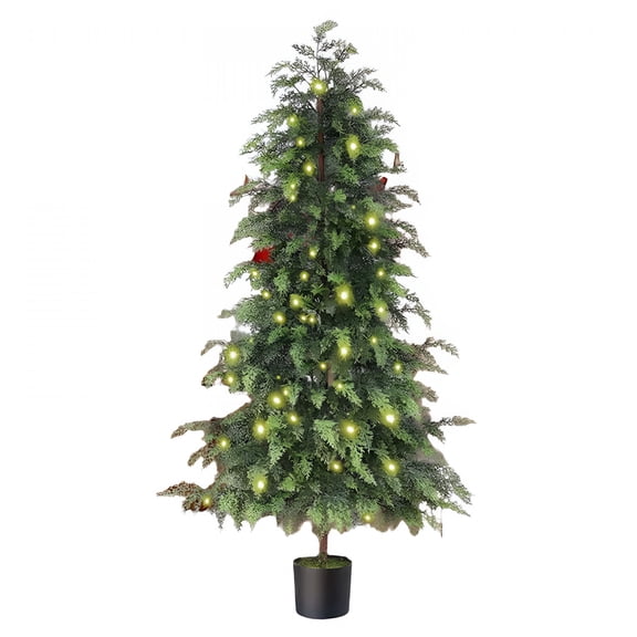 ZULAR 2026 New Artificial Norfolk Pine Tree,2Ft Faux Christmas Tree Fake Potted Plants with Led Light(Batteries Not Included)For Indoor Outdoor Home Front Porch Christmas Decor(23 Inch-Big Leaf)