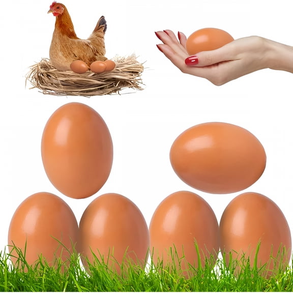 ZULAR 2026 New Realistic Brown Chicken Eggs, Agricultural Tool Eggs That Helps Encourage Laying, Smooth Surface for Safe Use in Chicken Coop Or As Easter Decorations, 6Pcs