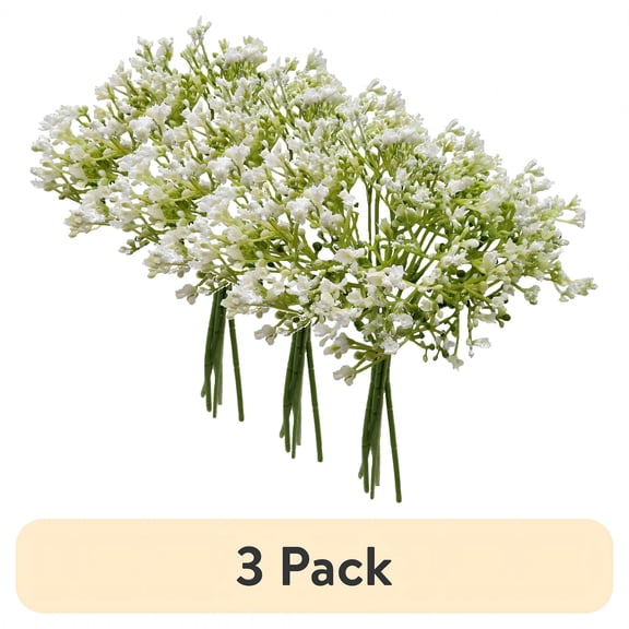 ZULAR (3 Pack) 12 Inch Artificial Baby'S Breath Flower Pick,White Color. Indoor Use.Artificial Flowers for Decoration