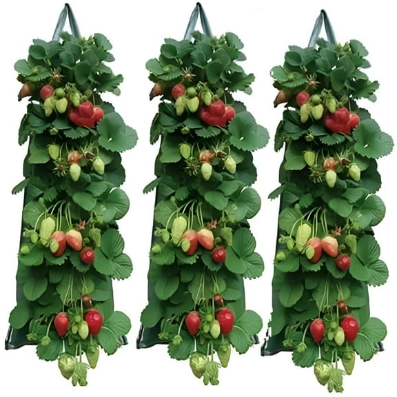 ZULAR 3 pcs Upside Down Tomato & Herbs Planter|Hanging Strawberry Planter Hanging Aeration Planter|Hanging Planting Grow Bags|Garden Upside Down Planter Bag Tomato Strawberry Vegetable Planting Bag