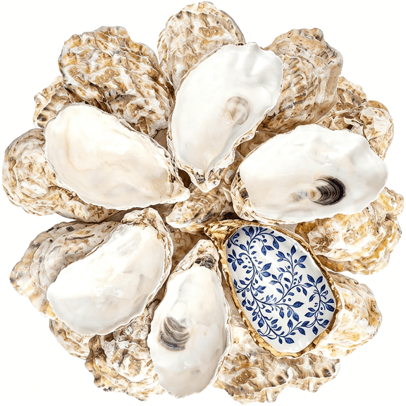 ZULAR 30Pcs 3-4 Inch Concave Oyster Shells for Crafts, Cleaned Natural Medium Oyster Shells for Decoupage Vase Filler Wedding DIY Decor Coastal Christmas Seashells Art