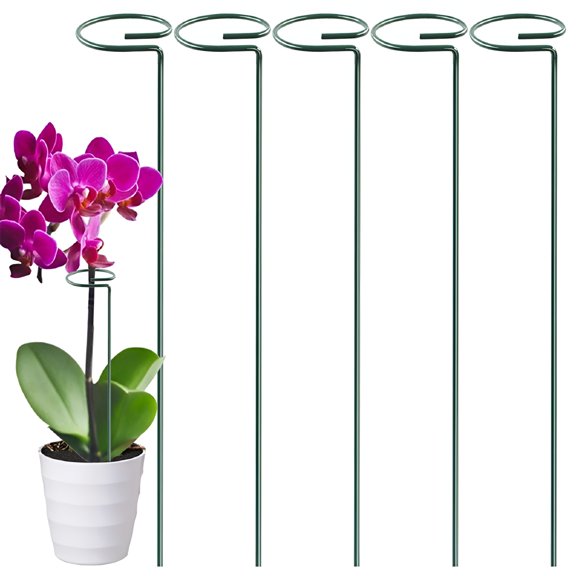 ZULAR 4-Pack Plant Support Stakes, 15.8 Inch Single Stem Garden Flower Support for Orchids, Peonies, Roses, and Tomatoes