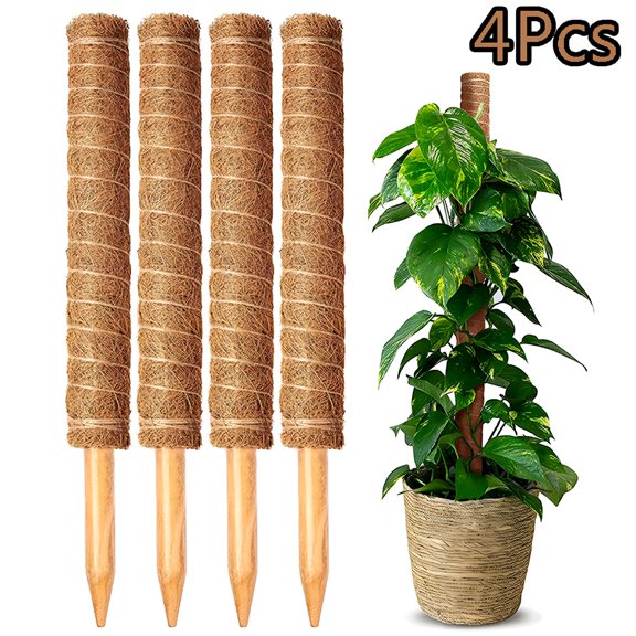 ZULAR 40CM Coir Totem Pole Moss Stick Fibre Climbing Support Totem Pole for Support,Climbing (4Pc)