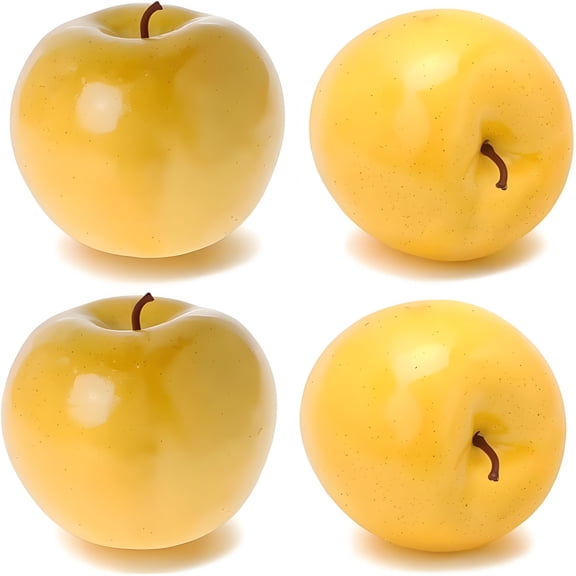 ZULAR 4Pcs Artificial Apples,Fake Fruits Yellow Apples for Decoration Realistic,Artificial Fruits Lifelike Apples Faux Fruits for Kitchen Display Prop Fruits Decor