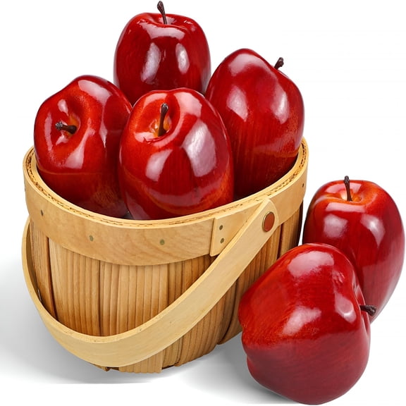 ZULAR Artificial Apples Fake Fruits Red Delicious Apples for Decoration,Decorative Fruit,Faux Big Red Apple 6 Pcs
