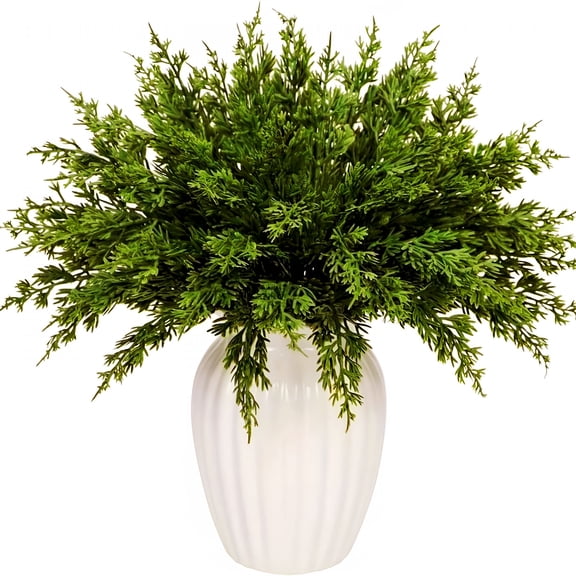 ZULAR Artificial Cedar Branches Real Touch Cedar Picks-18 In,Artificial Cedar Branch Faux Greenery Plants Stem Fake Cypress Stems for Vase Diy Crafts Garland Wreath Xmas Indoor Outdoor Decor