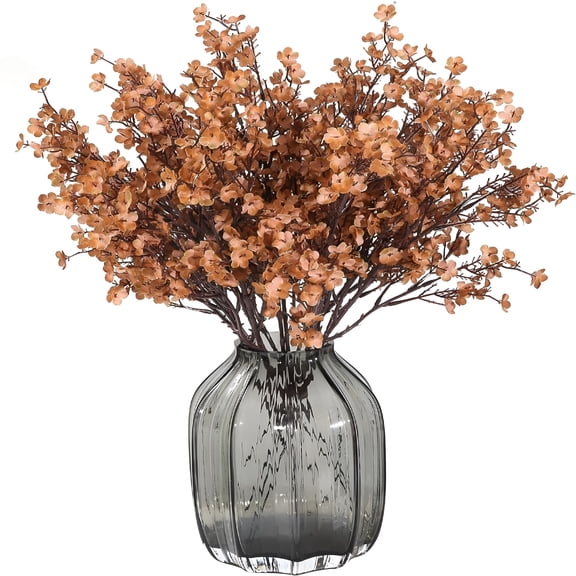 ZULAR Babys Breath Silk Artificial Flowers 6 Bundle European Decor Wedding Party Fall Stems Decoration Bouquets DIY Home Garden (Beige Brown-6pcs)